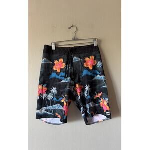 Billabong Air Lite Board Shorts Size 28 Floral Print Hawaiian Tropical Swim